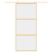 Vidaxl schuifdeur 90x205 cm helder esg-glas en aluminium goudkleurig - afbeelding 3