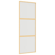 Vidaxl schuifdeur 76x205 cm mat esg-glas en aluminium goudkleurig - afbeelding 2