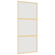 Vidaxl schuifdeur 90x205 cm mat esg-glas en aluminium goudkleurig - afbeelding 2