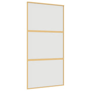 Vidaxl schuifdeur 102,5x205 cm mat esg-glas en aluminium goudkleurig - afbeelding 2