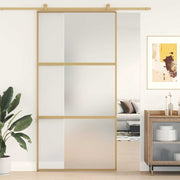 Vidaxl schuifdeur 102,5x205 cm mat esg-glas en aluminium goudkleurig - afbeelding 1
