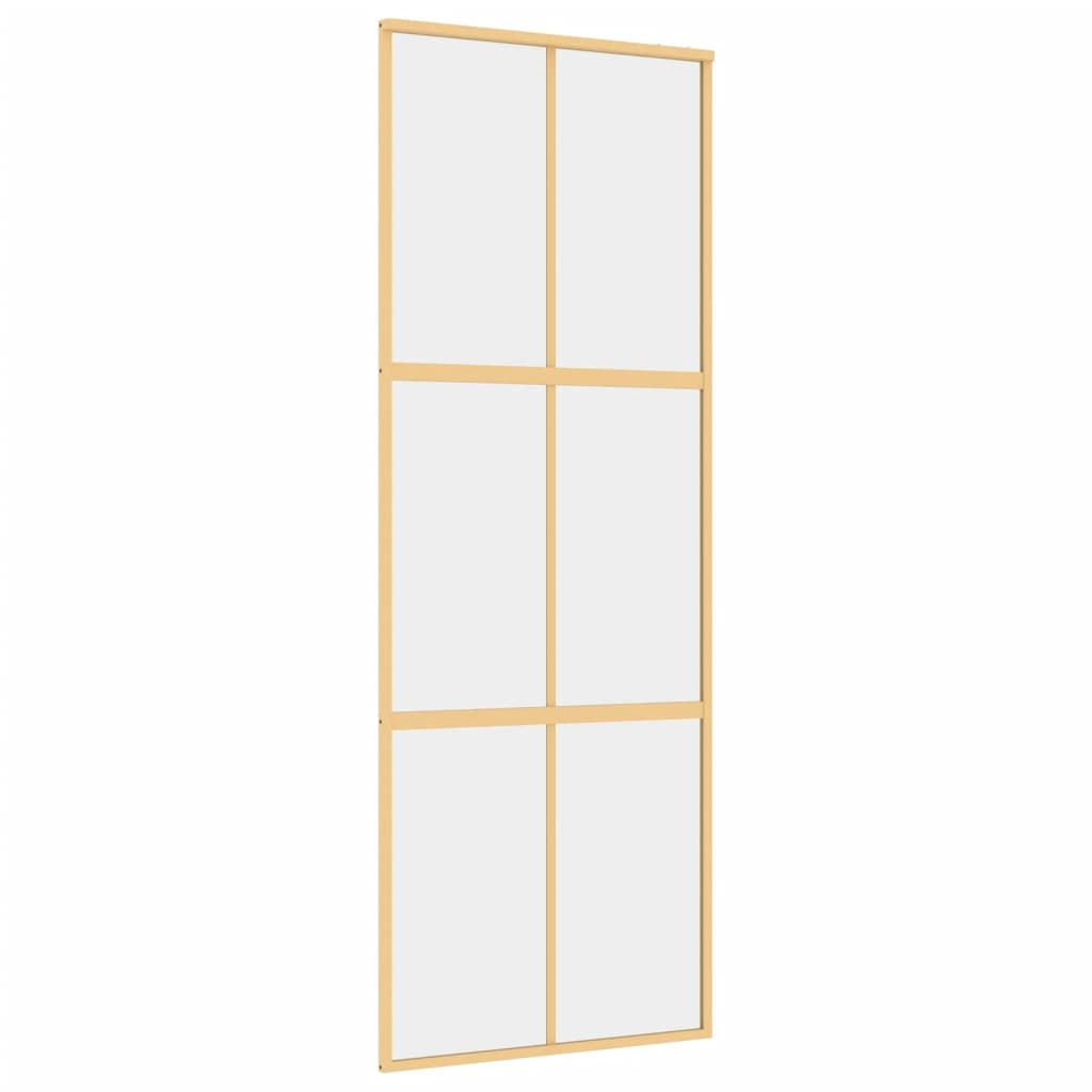 Vidaxl schuifdeur 76x205 cm helder esg-glas en aluminium goudkleurig