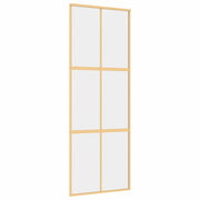 Vidaxl schuifdeur 76x205 cm helder esg-glas en aluminium goudkleurig - afbeelding 2