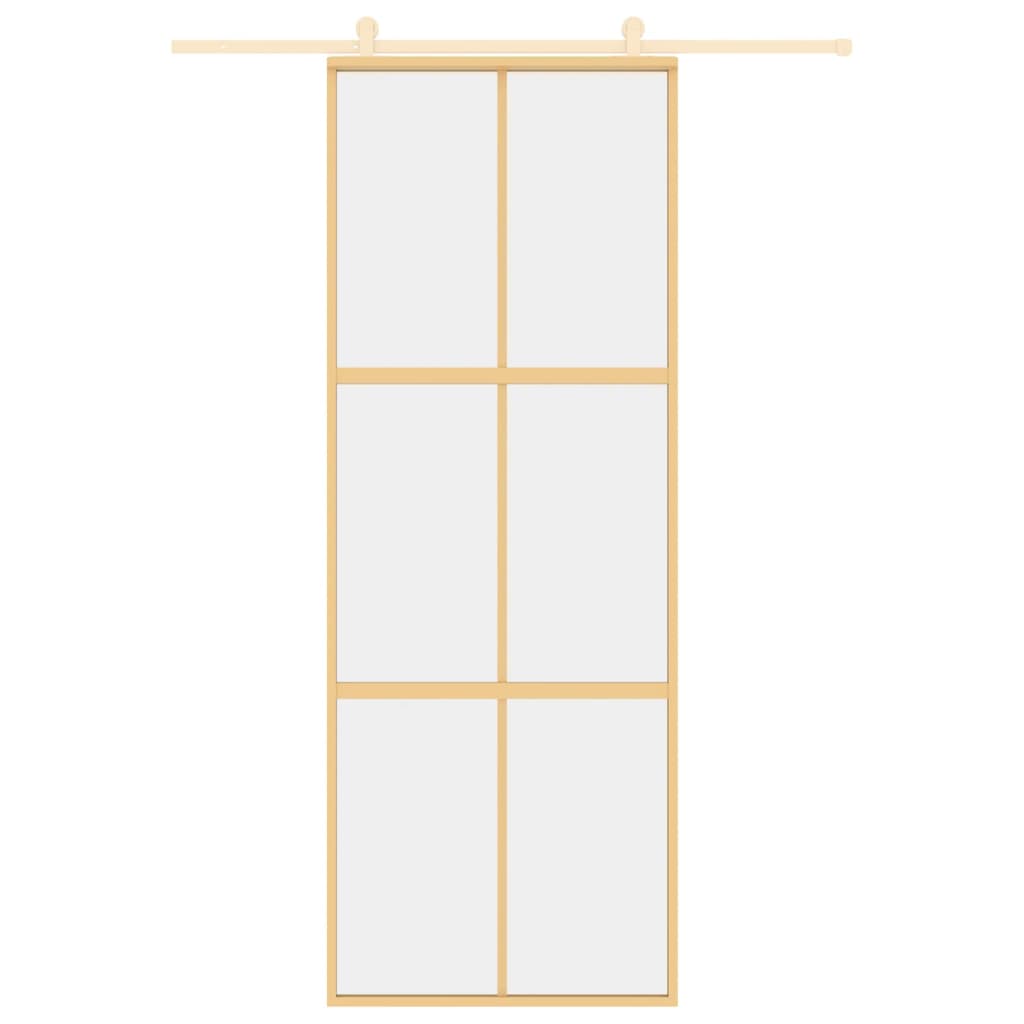 Vidaxl schuifdeur 76x205 cm helder esg-glas en aluminium goudkleurig