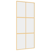 Vidaxl schuifdeur 90x205 cm helder esg-glas en aluminium goudkleurig - afbeelding 2