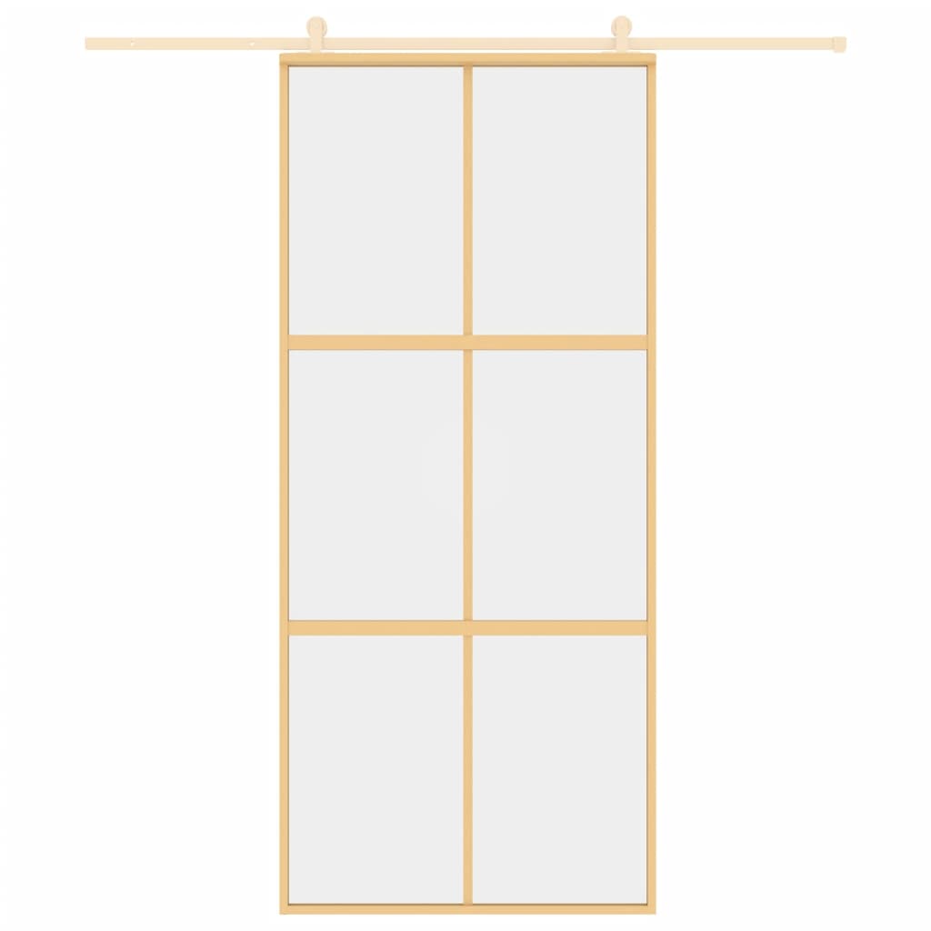 Vidaxl schuifdeur 90x205 cm helder esg-glas en aluminium goudkleurig