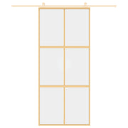 Vidaxl schuifdeur 90x205 cm helder esg-glas en aluminium goudkleurig - afbeelding 3