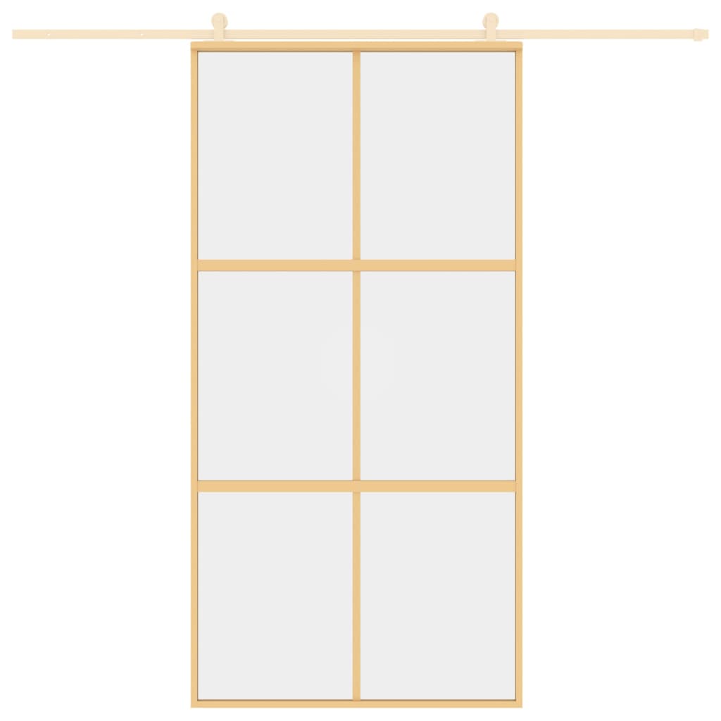 Vidaxl schuifdeur 102,5x205 cm helder esg-glas en aluminium goudkleur