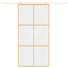 Vidaxl schuifdeur 102,5x205 cm helder esg-glas en aluminium goudkleur