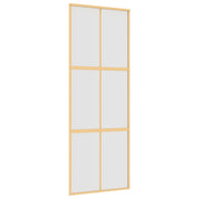 Vidaxl schuifdeur 76x205 cm mat esg-glas en aluminium goudkleurig - afbeelding 2