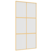 Vidaxl schuifdeur 102,5x205 cm mat esg-glas en aluminium goudkleurig - afbeelding 2