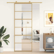 Vidaxl schuifdeur 76x205 cm helder esg-glas en aluminium goudkleurig - afbeelding 1