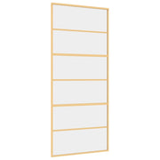 Vidaxl schuifdeur 90x205 cm helder esg-glas en aluminium goudkleurig - afbeelding 2