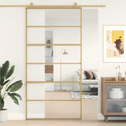 Vidaxl schuifdeur 102,5x205 cm helder esg-glas en aluminium goudkleur - afbeelding 1