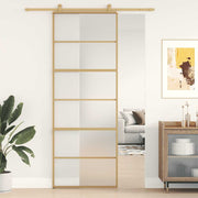Vidaxl schuifdeur 76x205 cm mat esg-glas en aluminium goudkleurig - afbeelding 1
