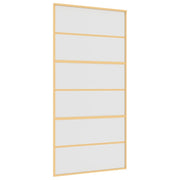 Vidaxl schuifdeur 102,5x205 cm mat esg-glas en aluminium goudkleurig - afbeelding 2