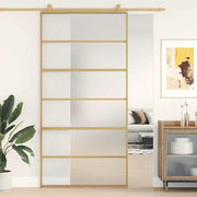 Vidaxl schuifdeur 102,5x205 cm mat esg-glas en aluminium goudkleurig - afbeelding 1