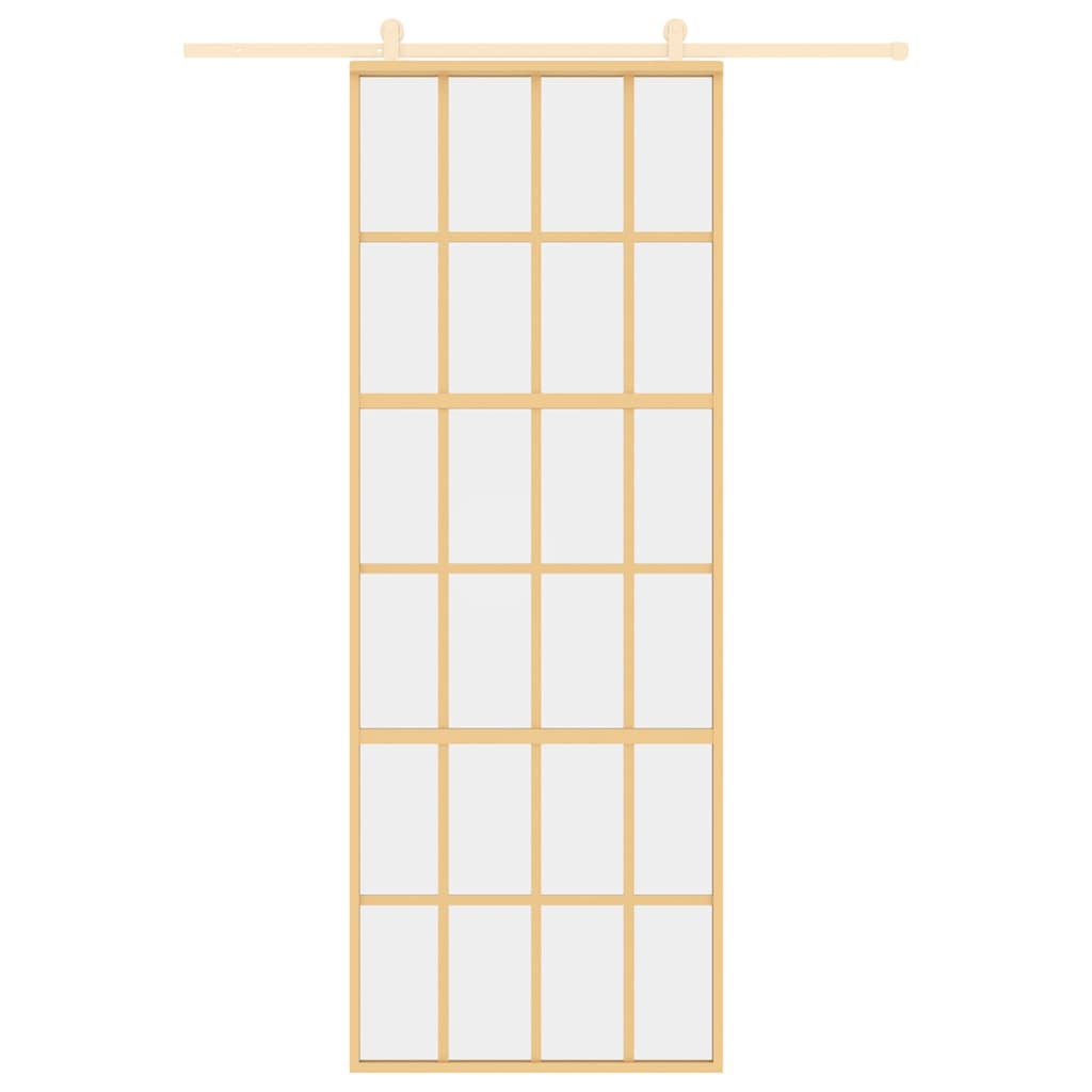 Vidaxl schuifdeur 76x205 cm helder esg-glas en aluminium goudkleurig