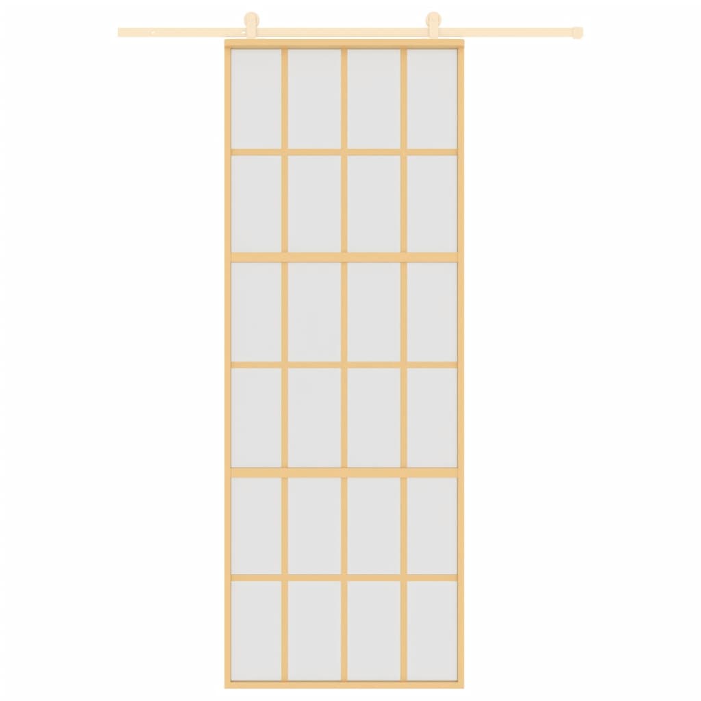 Vidaxl schuifdeur 76x205 cm mat esg-glas en aluminium goudkleurig