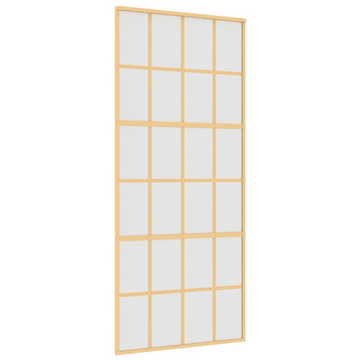 Vidaxl schuifdeur 90x205 cm mat esg-glas en aluminium goudkleurig