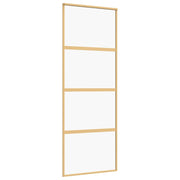 Vidaxl schuifdeur 76x205 cm helder esg-glas en aluminium goudkleurig - afbeelding 2
