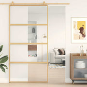 Vidaxl schuifdeur 102,5x205 cm helder esg-glas en aluminium goudkleur - afbeelding 1