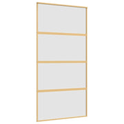 Vidaxl schuifdeur 102,5x205 cm mat esg-glas en aluminium goudkleurig - afbeelding 2