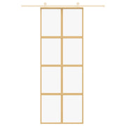 Vidaxl schuifdeur 76x205 cm helder esg-glas en aluminium goudkleurig - afbeelding 3