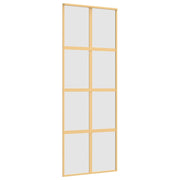 Vidaxl schuifdeur 76x205 cm mat esg-glas en aluminium goudkleurig - afbeelding 2