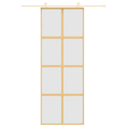 Vidaxl schuifdeur 76x205 cm mat esg-glas en aluminium goudkleurig - afbeelding 3