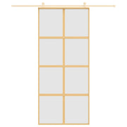 Vidaxl schuifdeur 90x205 cm mat esg-glas en aluminium goudkleurig - afbeelding 3