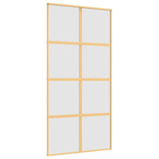 VidaXL Schuifdeur 102,5x205 cm mat ESG-glas en aluminium goudkleurig - afbeelding 2
