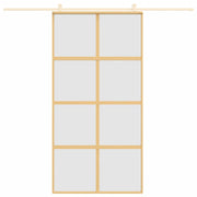 VidaXL Schuifdeur 102,5x205 cm mat ESG-glas en aluminium goudkleurig - afbeelding 3