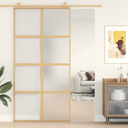 VidaXL Schuifdeur 102,5x205 cm mat ESG-glas en aluminium goudkleurig - afbeelding 1