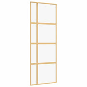 Vidaxl schuifdeur 76x205 cm helder esg-glas en aluminium goudkleurig - afbeelding 2