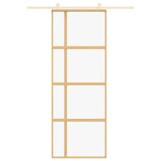 Vidaxl schuifdeur 76x205 cm helder esg-glas en aluminium goudkleurig - afbeelding 3