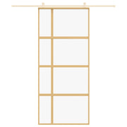 Vidaxl schuifdeur 90x205 cm helder esg-glas en aluminium goudkleurig - afbeelding 3