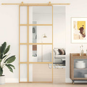Vidaxl schuifdeur 90x205 cm helder esg-glas en aluminium goudkleurig - afbeelding 1