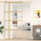 Vidaxl schuifdeur 102,5x205 cm helder esg-glas en aluminium goudkleur - afbeelding 1