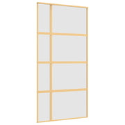 Vidaxl schuifdeur 102,5x205 cm mat esg-glas en aluminium goudkleurig - afbeelding 2