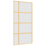 Vidaxl schuifdeur 102,5x205 cm mat esg-glas en aluminium goudkleurig - afbeelding 2