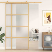 Vidaxl schuifdeur 102,5x205 cm mat esg-glas en aluminium goudkleurig - afbeelding 1