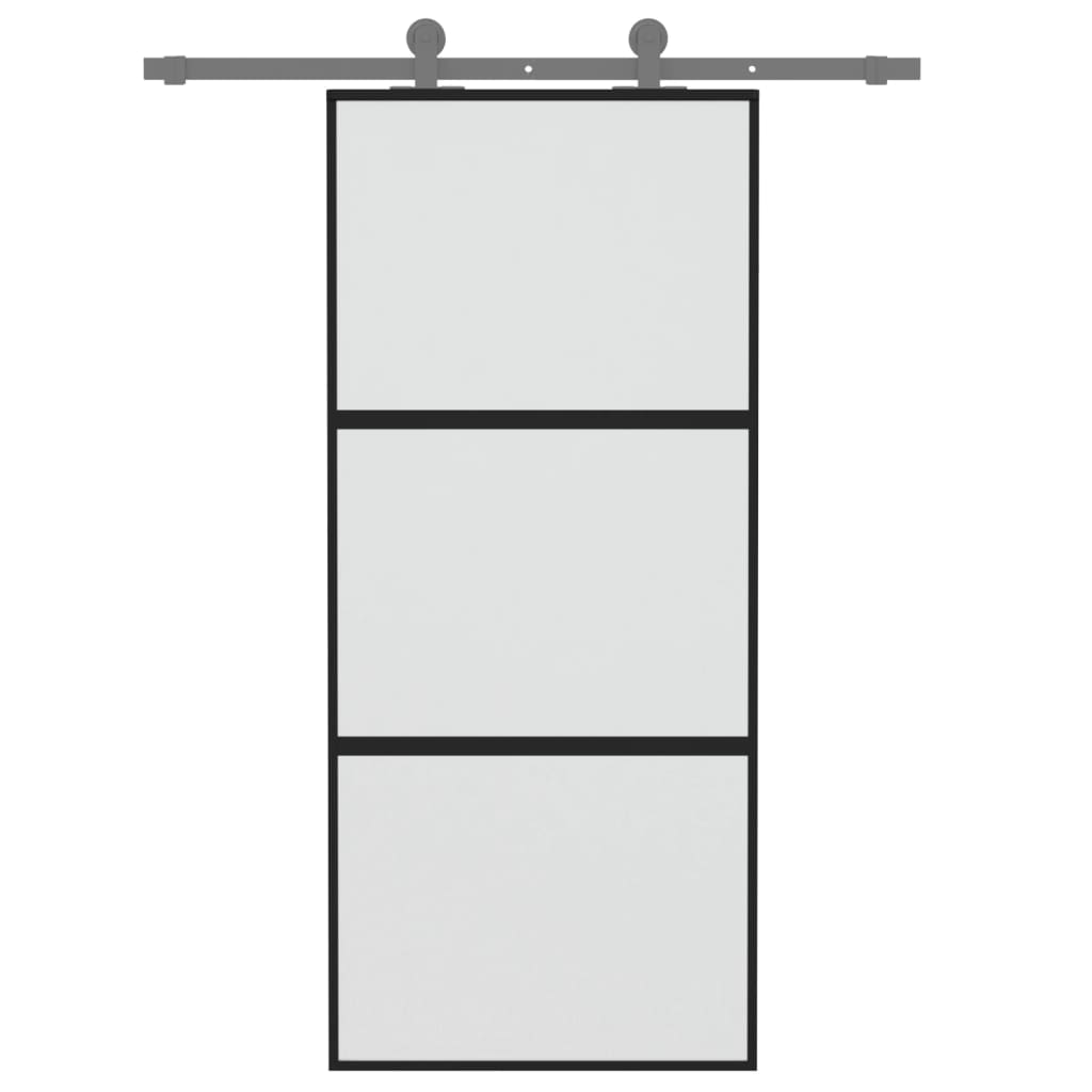 Vidaxl schuifdeur 90x205 cm gehard glas en aluminium zwart