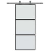 Vidaxl schuifdeur 90x205 cm gehard glas en aluminium zwart