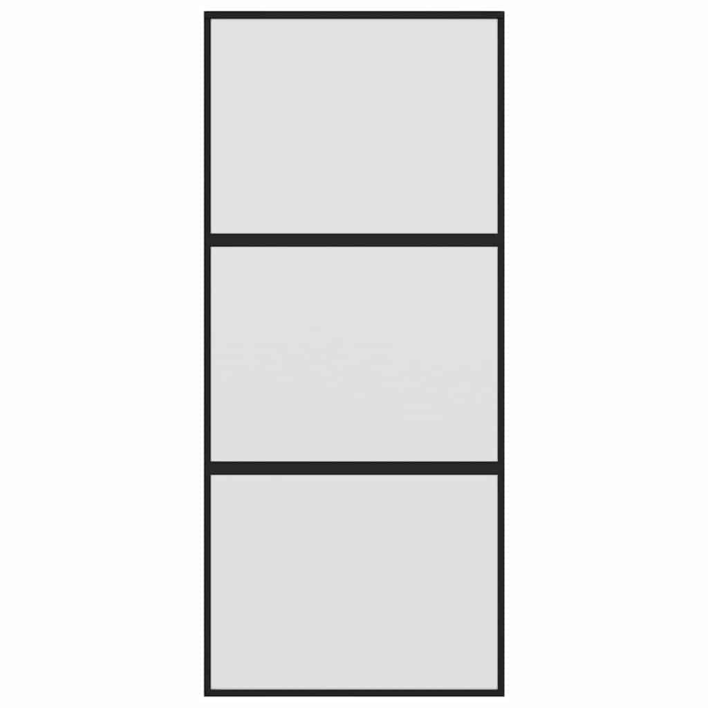 Vidaxl schuifdeur 90x205 cm gehard glas en aluminium zwart