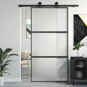 Vidaxl schuifdeur 102,5x205 cm gehard glas en aluminium zwart - afbeelding 1