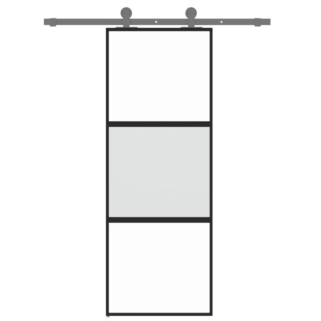 Vidaxl schuifdeur 76x205 cm gehard glas en aluminium zwart