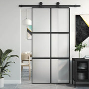 Vidaxl schuifdeur 102,5x205 cm gehard glas en aluminium zwart - afbeelding 1