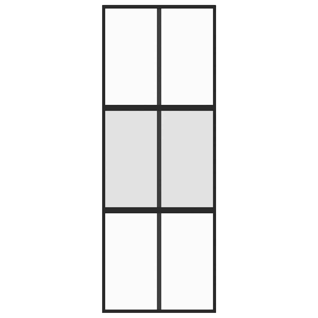 Vidaxl schuifdeur 76x205 cm gehard glas en aluminium zwart