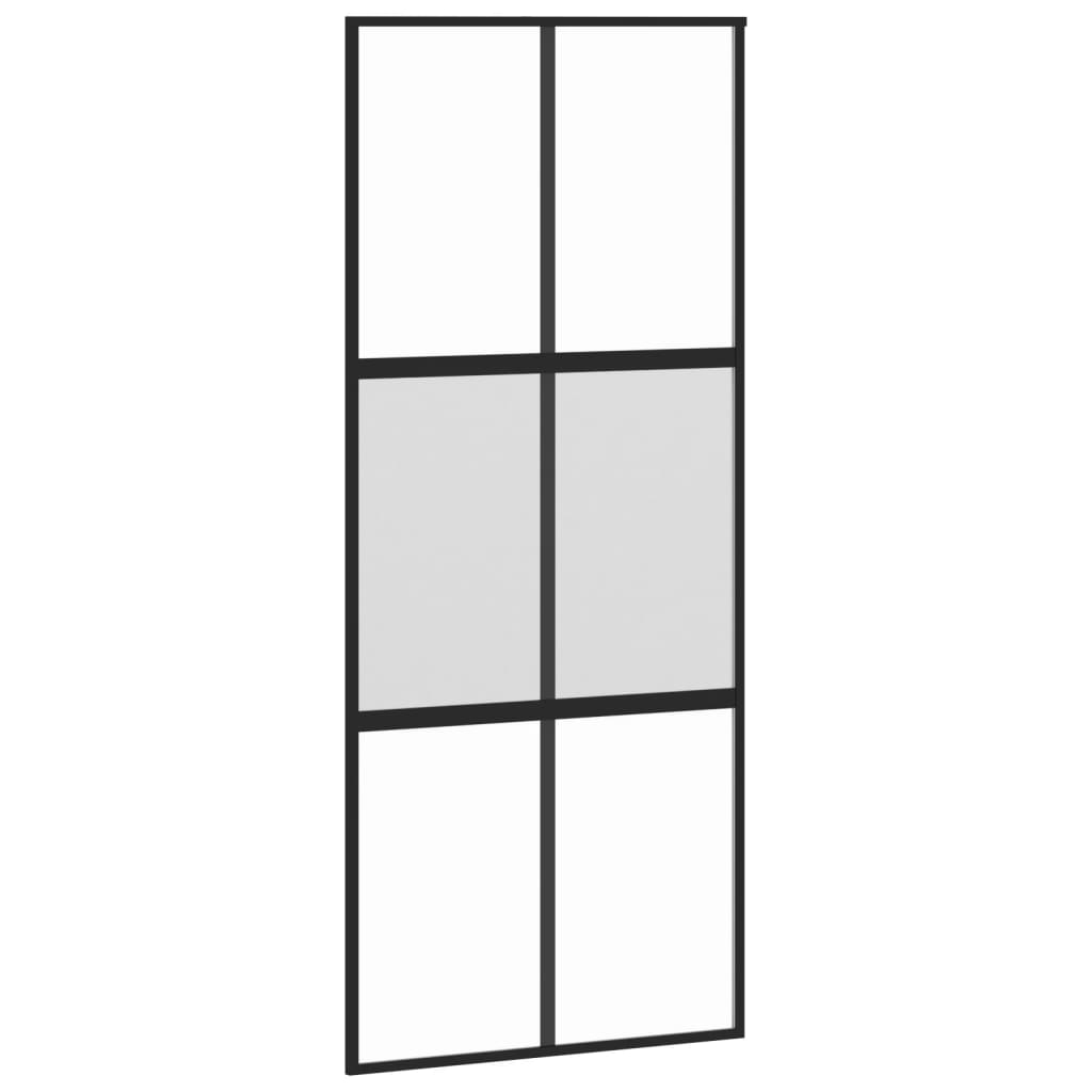 Vidaxl schuifdeur 90x205 cm gehard glas en aluminium zwart